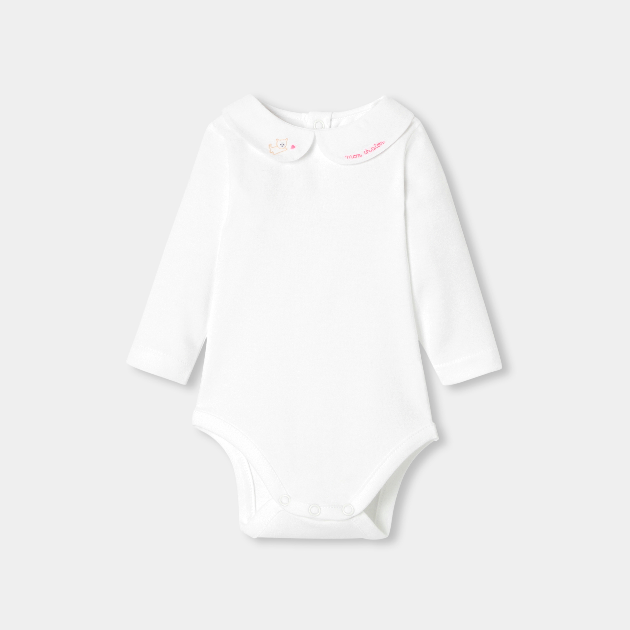 Jacadi - Body de manga larga de bebé niña en algodón - Blanco Jacadi