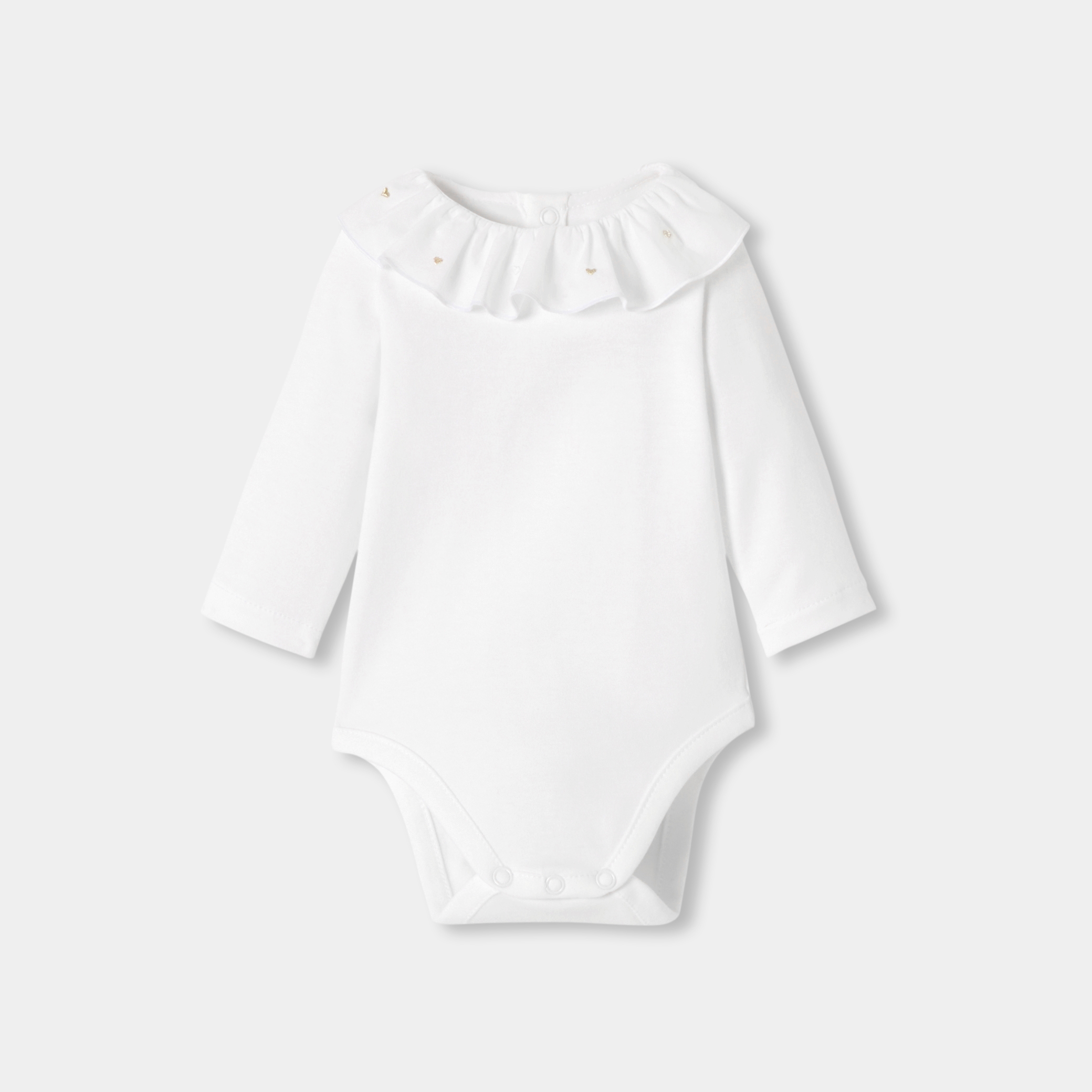 Jacadi - Body de manga larga de bebé niña con cuello - Blanco Jacadi