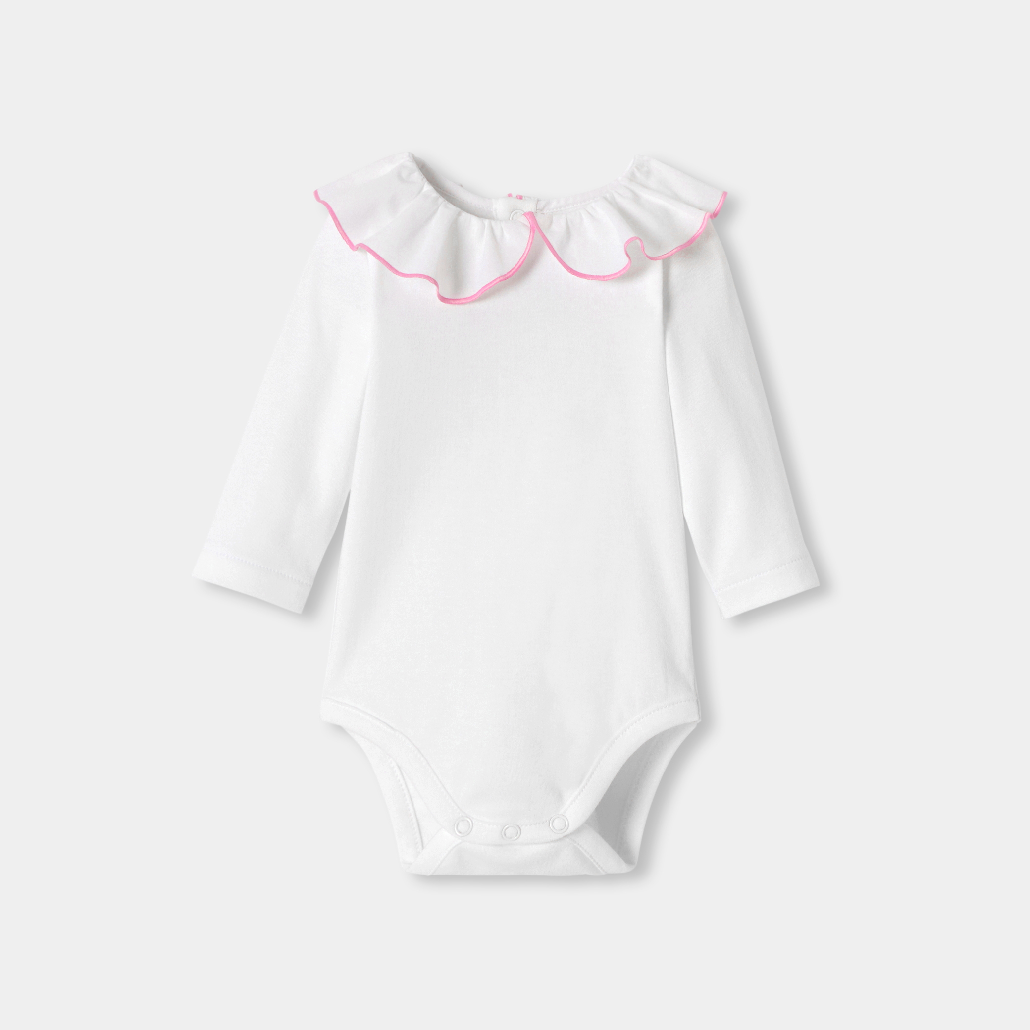 Jacadi - Body de manga larga de bebé niña en algodón con cuello ancho - Blanco Jacadi